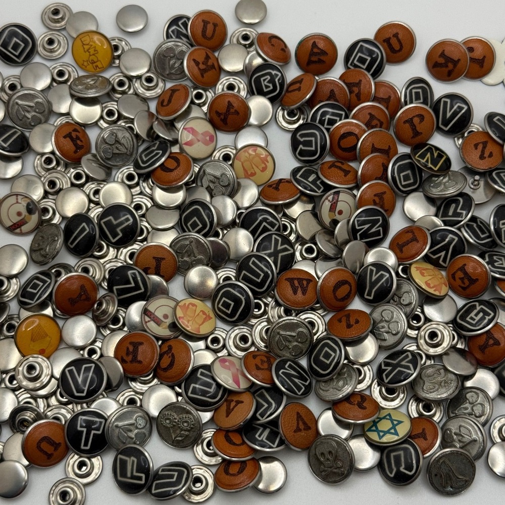 Snap It Jewelry Charms Bulk Lot Alphabet Symbols Mixed Metal Snap Buttons J34